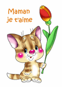Un chat c&acirc;lin et un bouquet pour Mamie